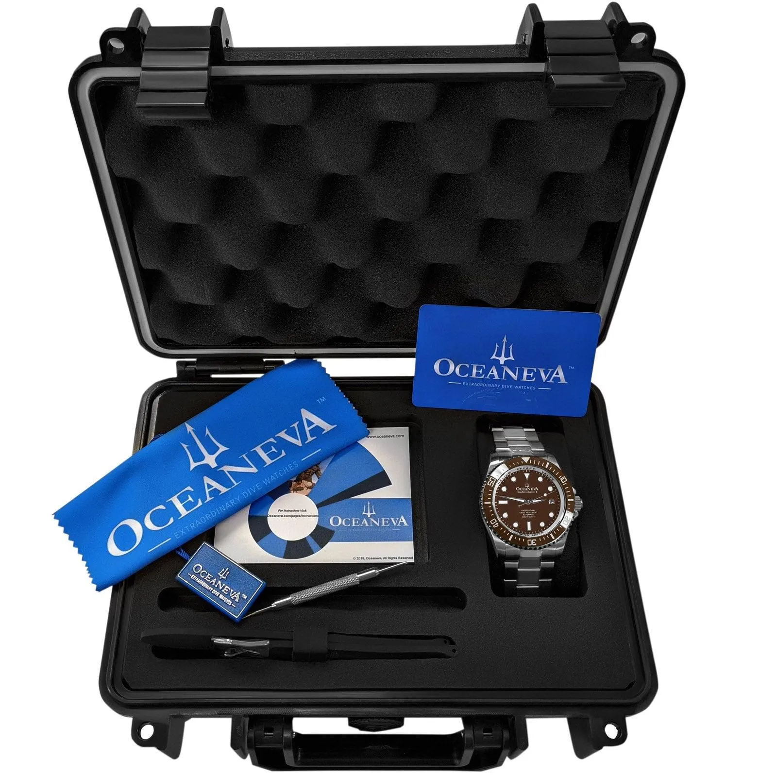 Oceaneva Men's Deep Marine Explorer II1250M Pro Diver Watch Brown