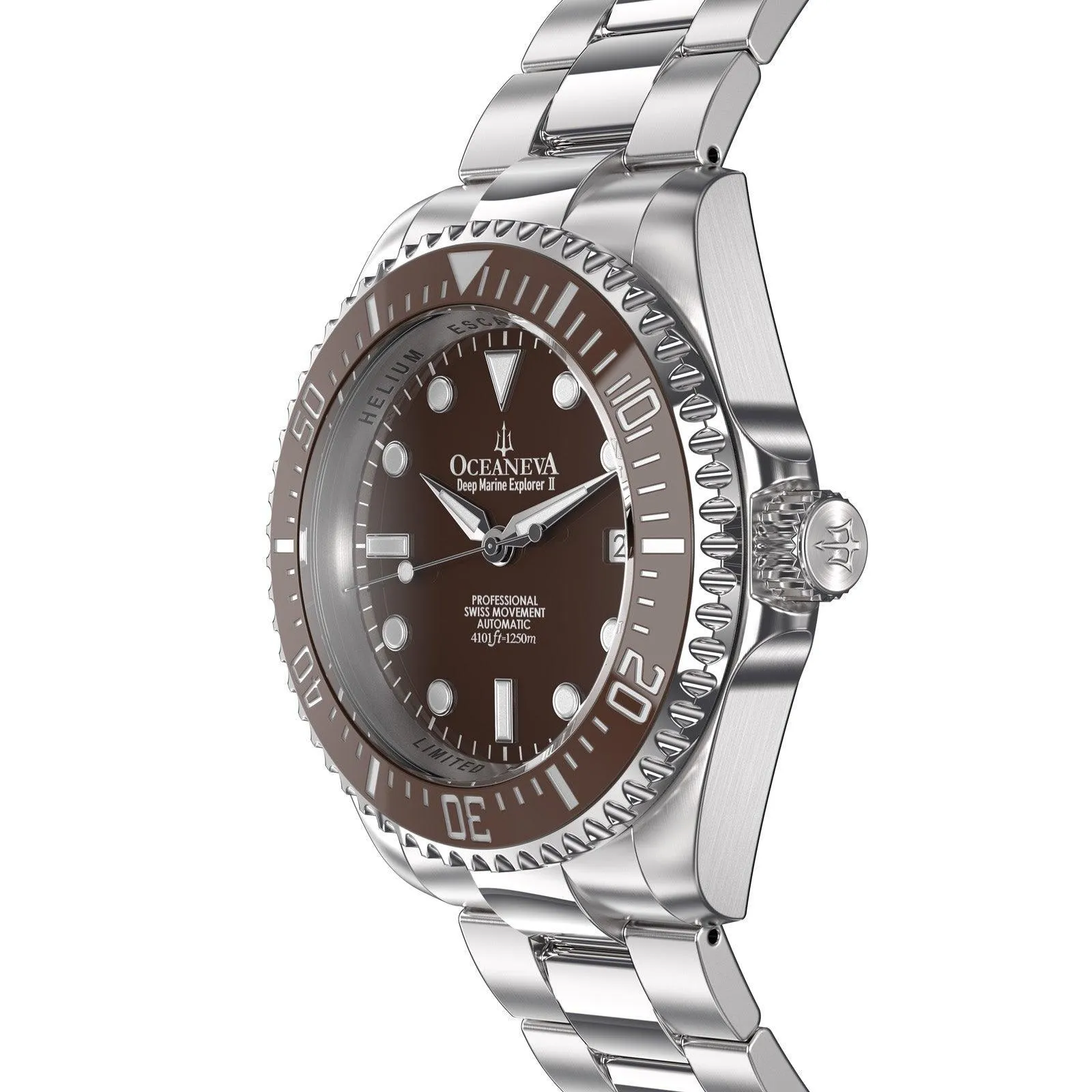 Oceaneva Men's Deep Marine Explorer II1250M Pro Diver Watch Brown