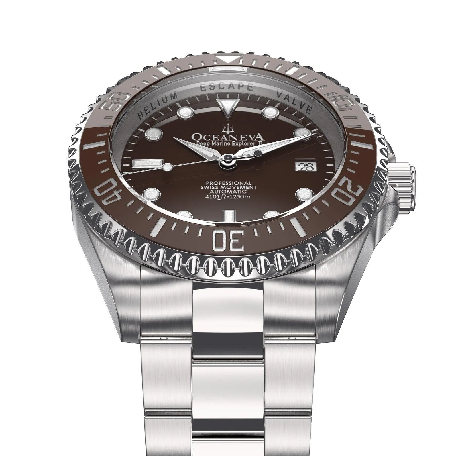 Oceaneva Men's Deep Marine Explorer II1250M Pro Diver Watch Brown