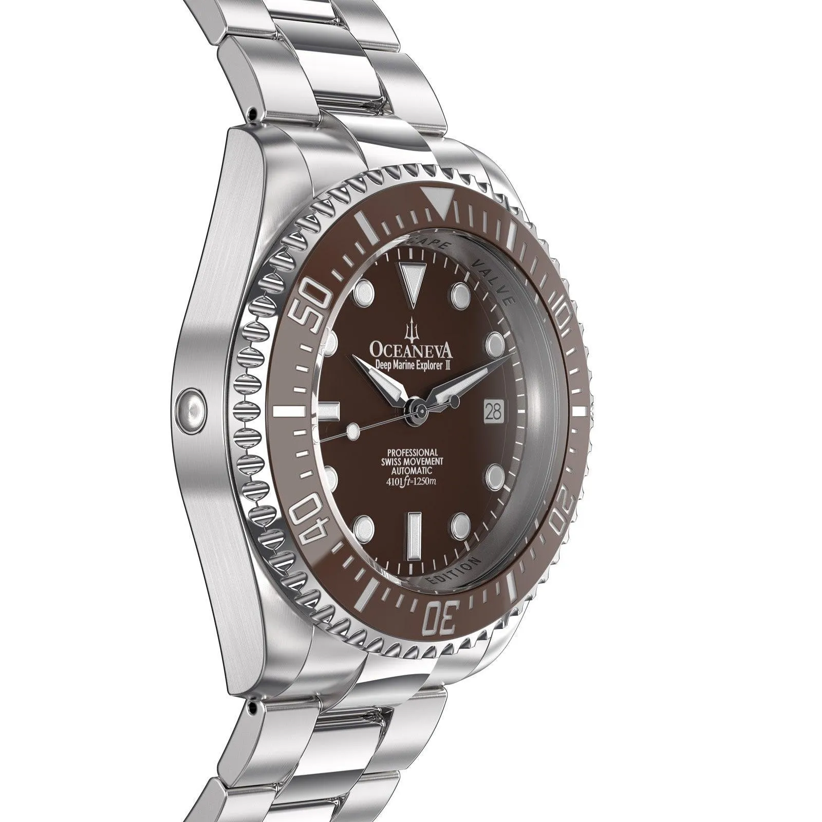 Oceaneva Men's Deep Marine Explorer II1250M Pro Diver Watch Brown