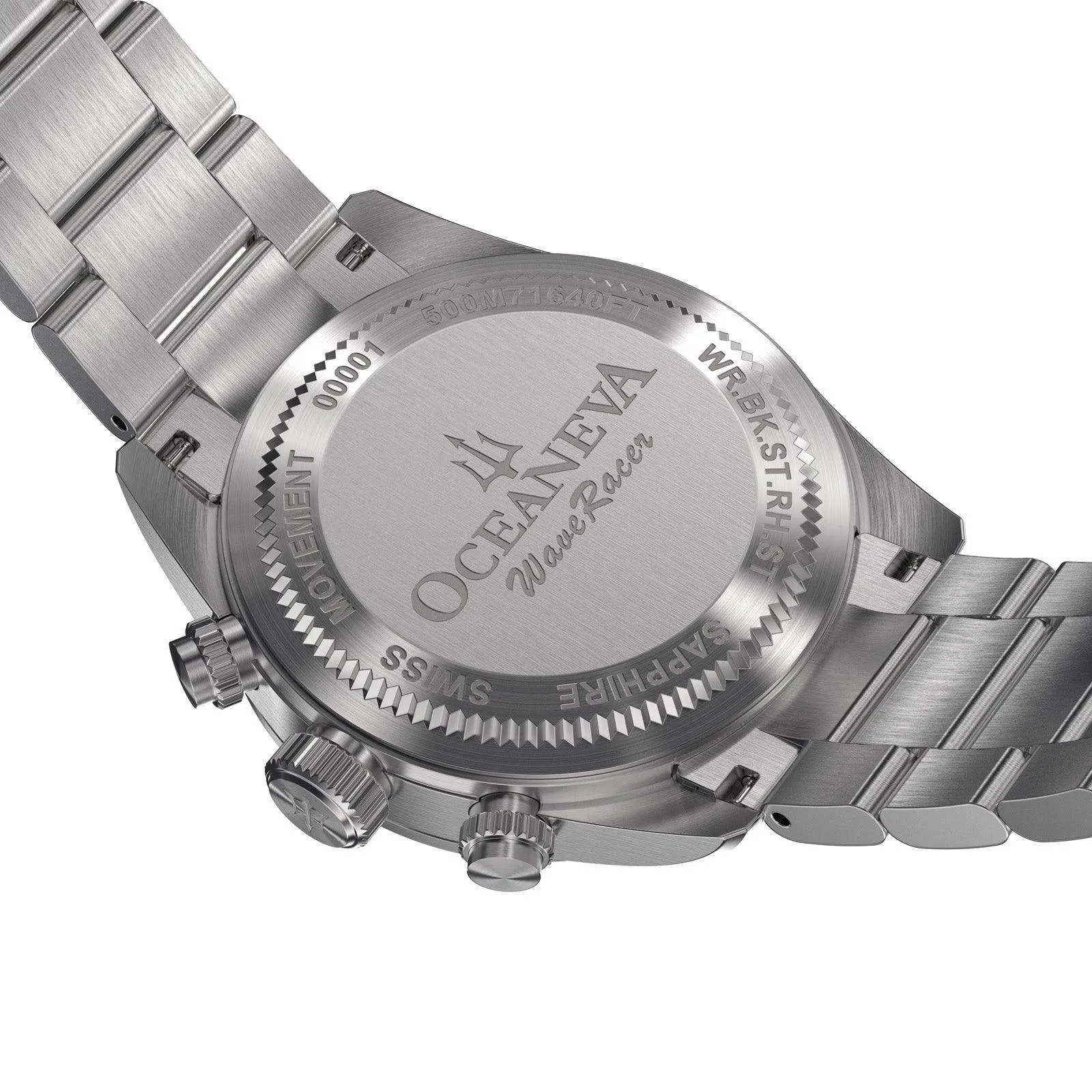 Oceaneva Men's WaveRacer™ 500M Pro Diver Black Dial Steel Bezel Chronograph Watch