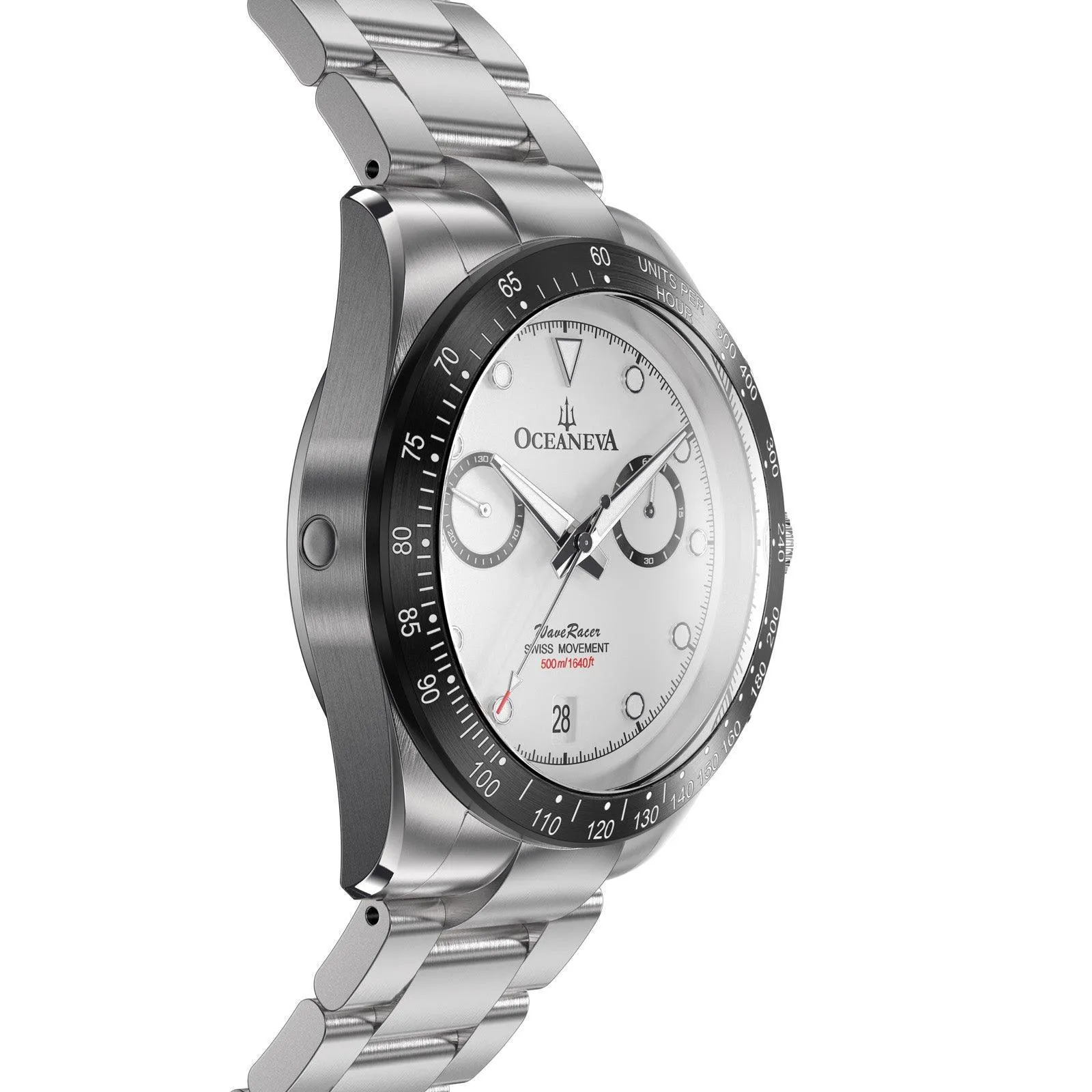 Oceaneva Men's WaveRacer™ 500M Pro Diver White Dial Panda Chronograph Watch