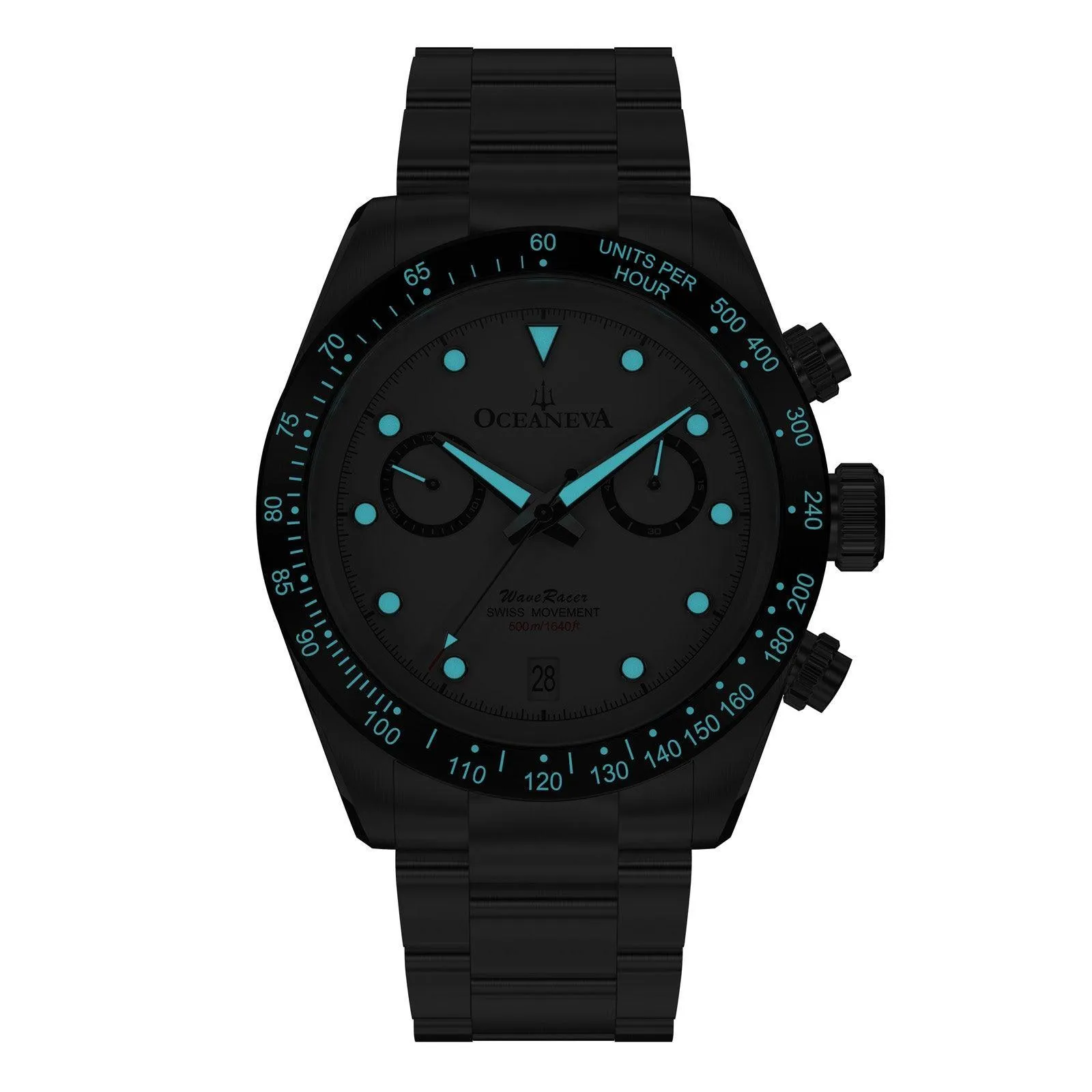 Oceaneva Men's WaveRacer™ 500M Pro Diver White Dial Panda Chronograph Watch