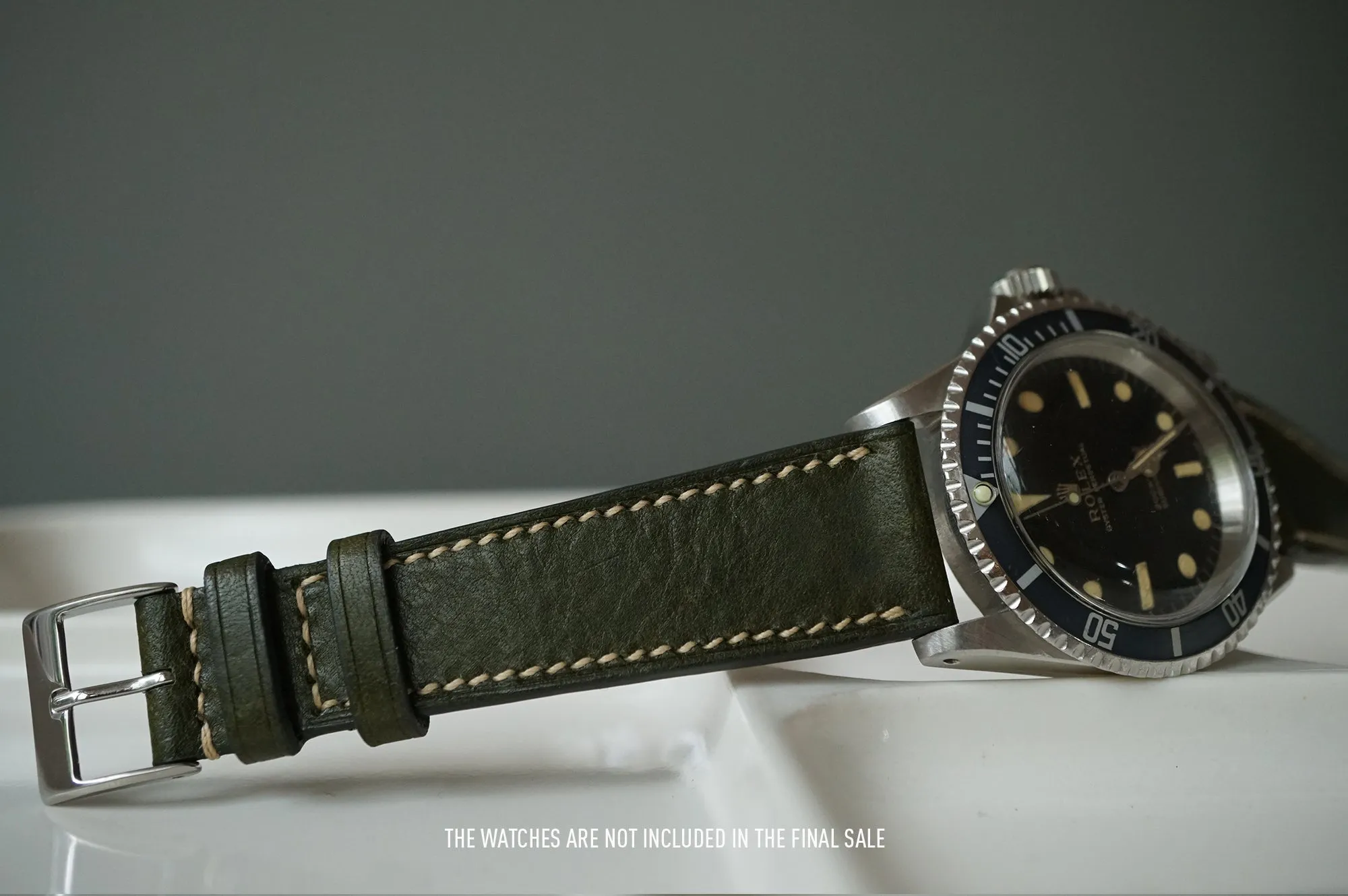 OLIVE GREEN BOX CALF CUSTOM MADE STRAP