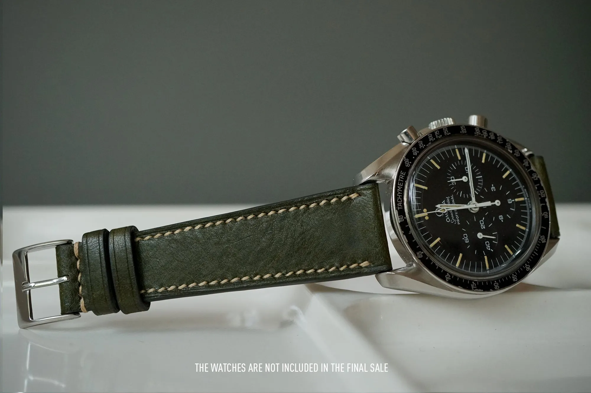 OLIVE GREEN BOX CALF CUSTOM MADE STRAP