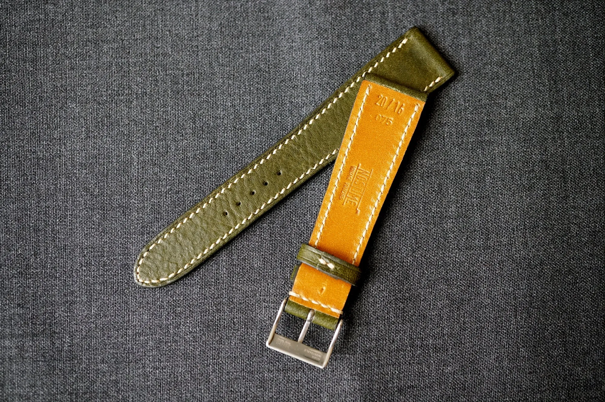 OLIVE GREEN BOX CALF CUSTOM MADE STRAP