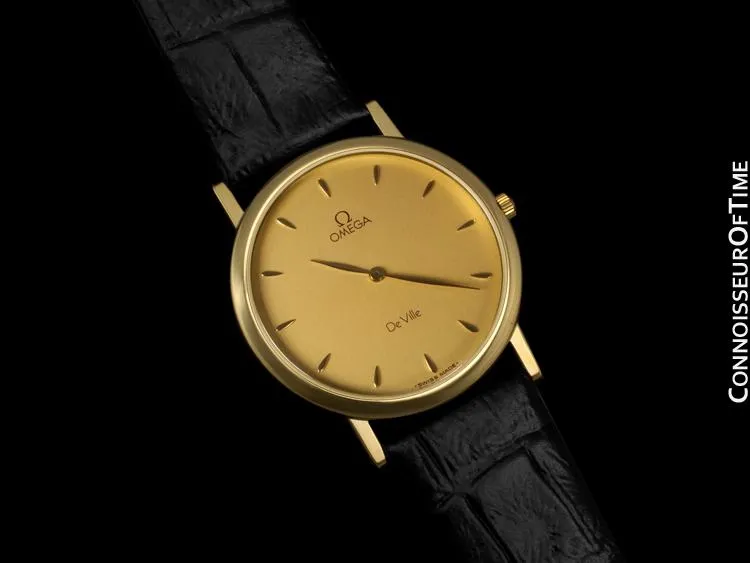 Omega De Ville Mens Midsize Dress Watch, Mint Condition - 18K Gold