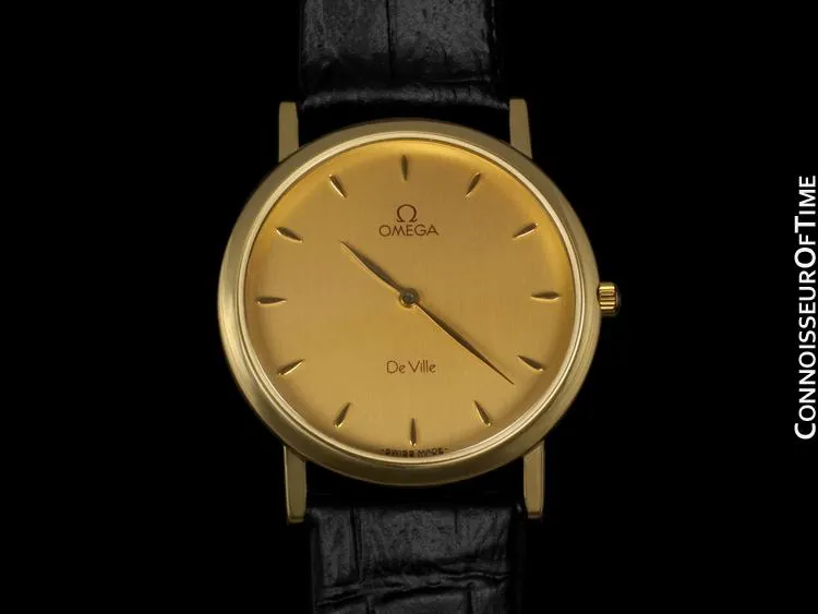 Omega De Ville Mens Midsize Dress Watch, Mint Condition - 18K Gold