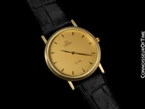 Omega De Ville Mens Midsize Dress Watch, Mint Condition - 18K Gold