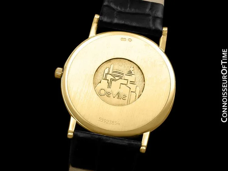 Omega De Ville Mens Midsize Dress Watch, Mint Condition - 18K Gold