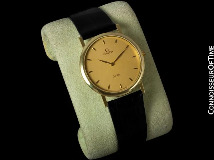 Omega De Ville Mens Midsize Dress Watch, Mint Condition - 18K Gold