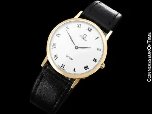 Omega De Ville Mens Midsize Ultra Thin Dress Watch - Near New Old Stock - 18K Gold