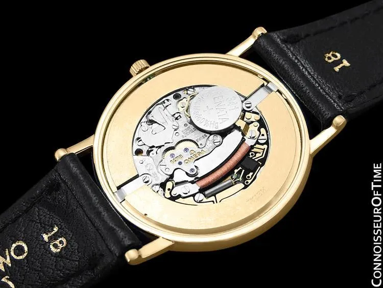 Omega De Ville Mens Midsize Ultra Thin Dress Watch - Near New Old Stock - 18K Gold