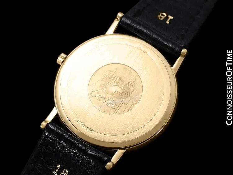 Omega De Ville Mens Midsize Ultra Thin Dress Watch - Near New Old Stock - 18K Gold