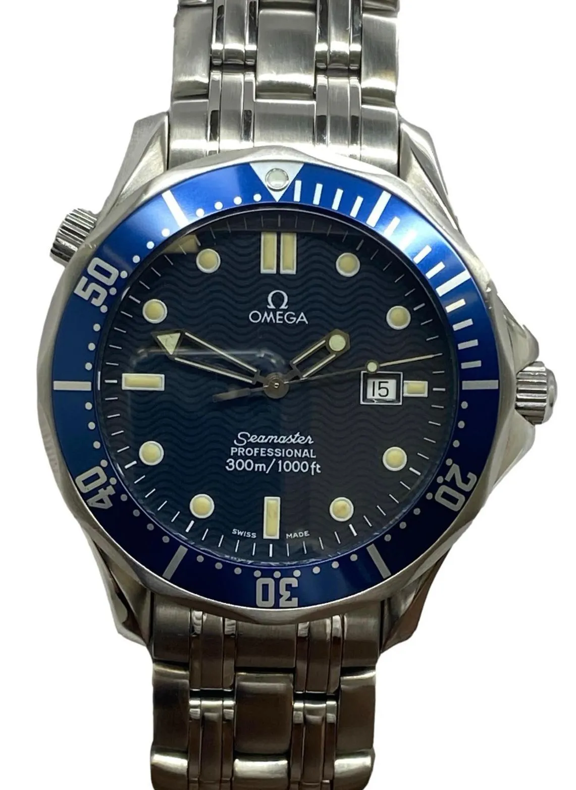 Omega Seamaster 300m Custom Insert 2541.80.00 Blue Dial Quartz Men's Watch