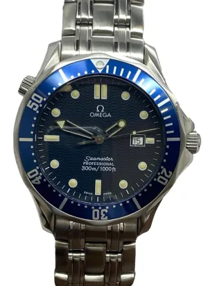 Omega Seamaster 300m Custom Insert 2541.80.00 Blue Dial Quartz Men's Watch