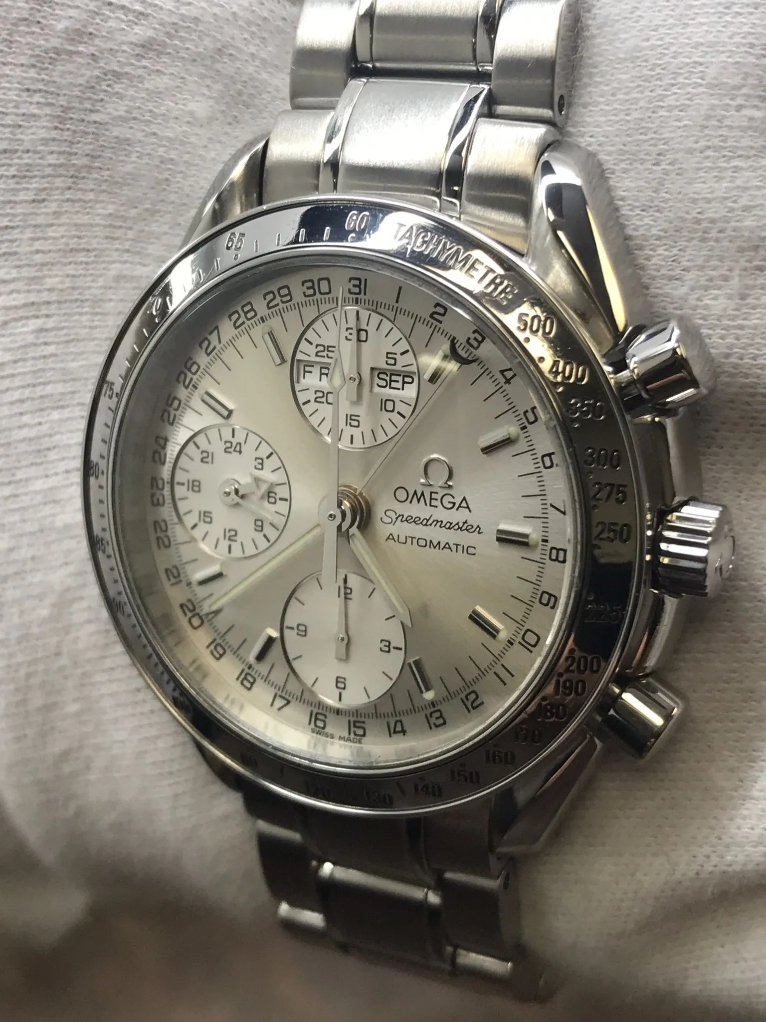 Omega Speedmaster Day-Date 3523.30.00 Silver Dial Automatic Men's Watch