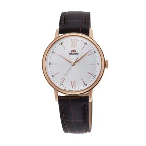 Orient Classic Brown Leather Strap White Dial Quartz Watch for Gents - RA-QC1704S10B