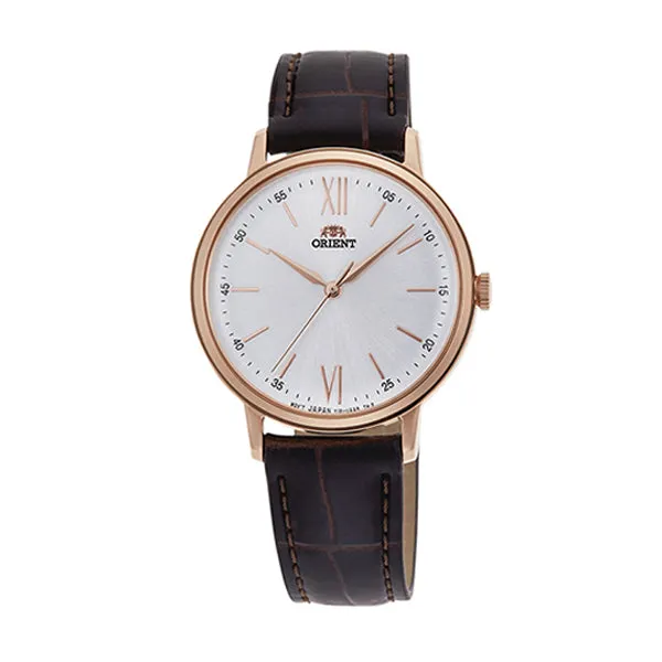 Orient Classic Brown Leather Strap White Dial Quartz Watch for Gents - RA-QC1704S10B