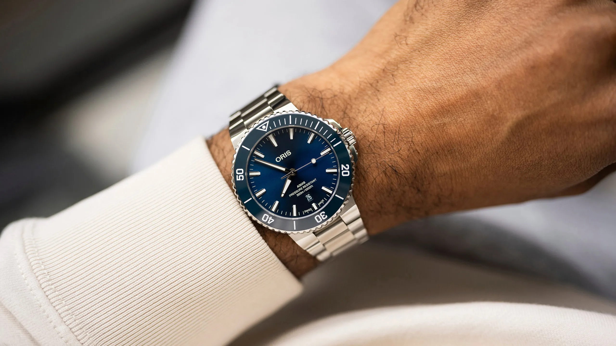 Oris Aquis Date 43.5mm Blue Dial Steel Men's Watch 01 733 7789 4135-07 8 23 04PEB