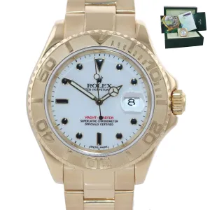 PAPERS 2005 MINT Rolex Yacht-Master 18k Yellow Gold White Dial 16628 40mm Watch