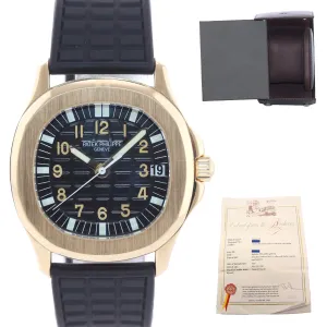 PAPERS Patek Philippe 5066J Aquanaut Black Rubber 5066 Yellow Gold 36mm Watch