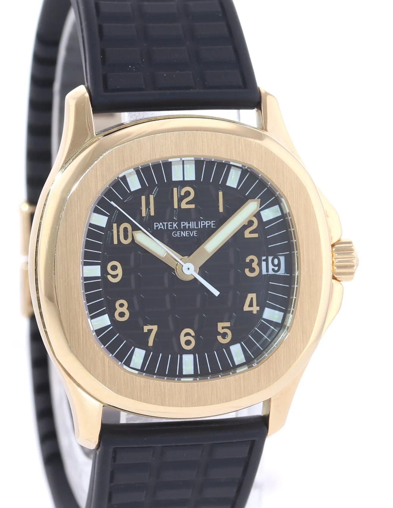 PAPERS Patek Philippe 5066J Aquanaut Black Rubber 5066 Yellow Gold 36mm Watch