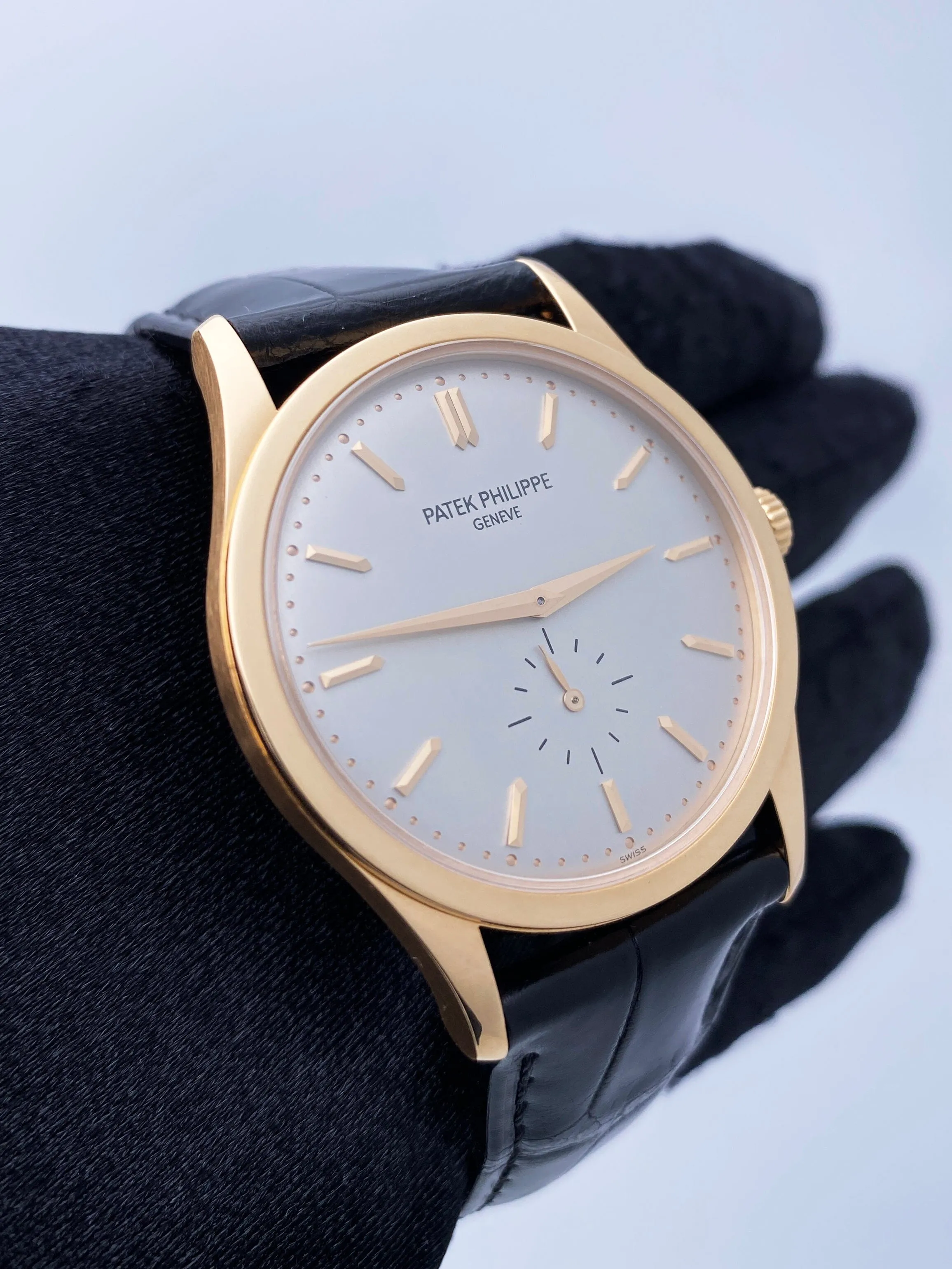 Patek Philippe Calatrava 5196R 18K Rose Gold Mens Watch With Box Papers