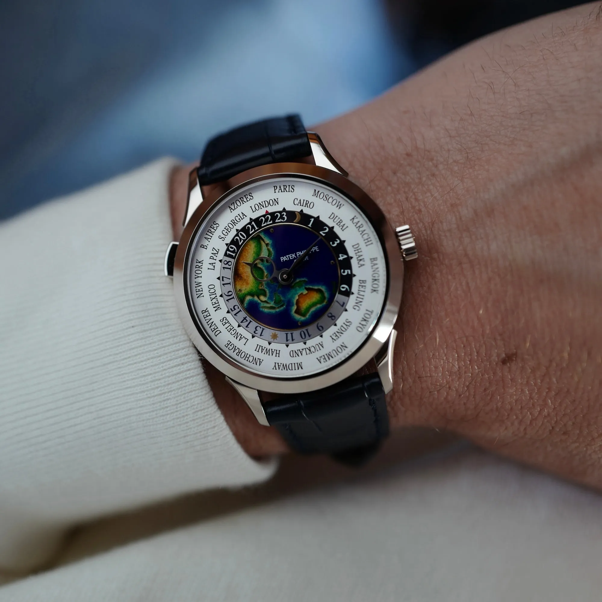 Patek Philippe White Gold World Time Enamel Watch Ref. 5231