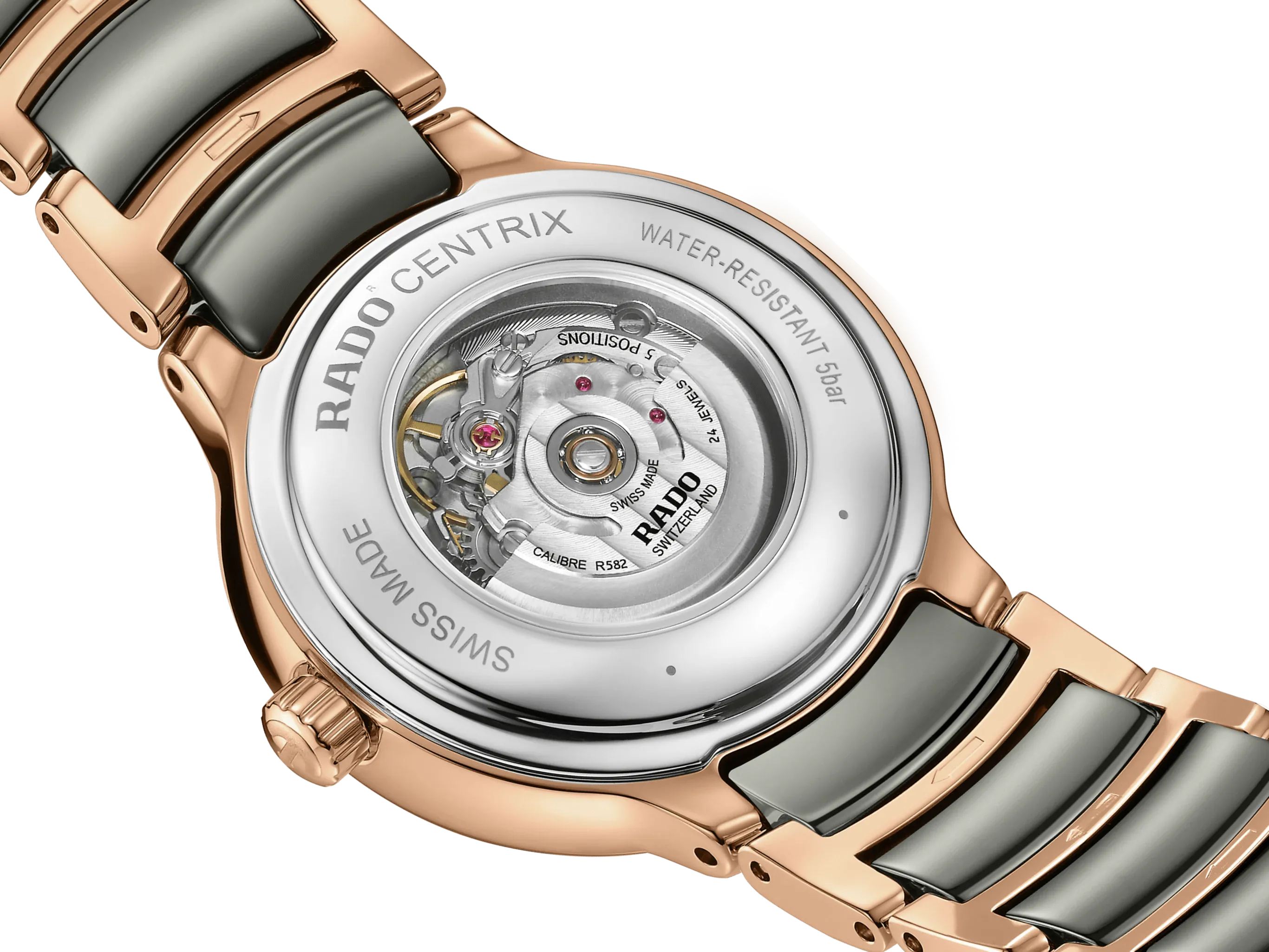 RADO Centrix Automatic Diamonds 30.5mm Rose Gold-Grey Women's Watch R30019742