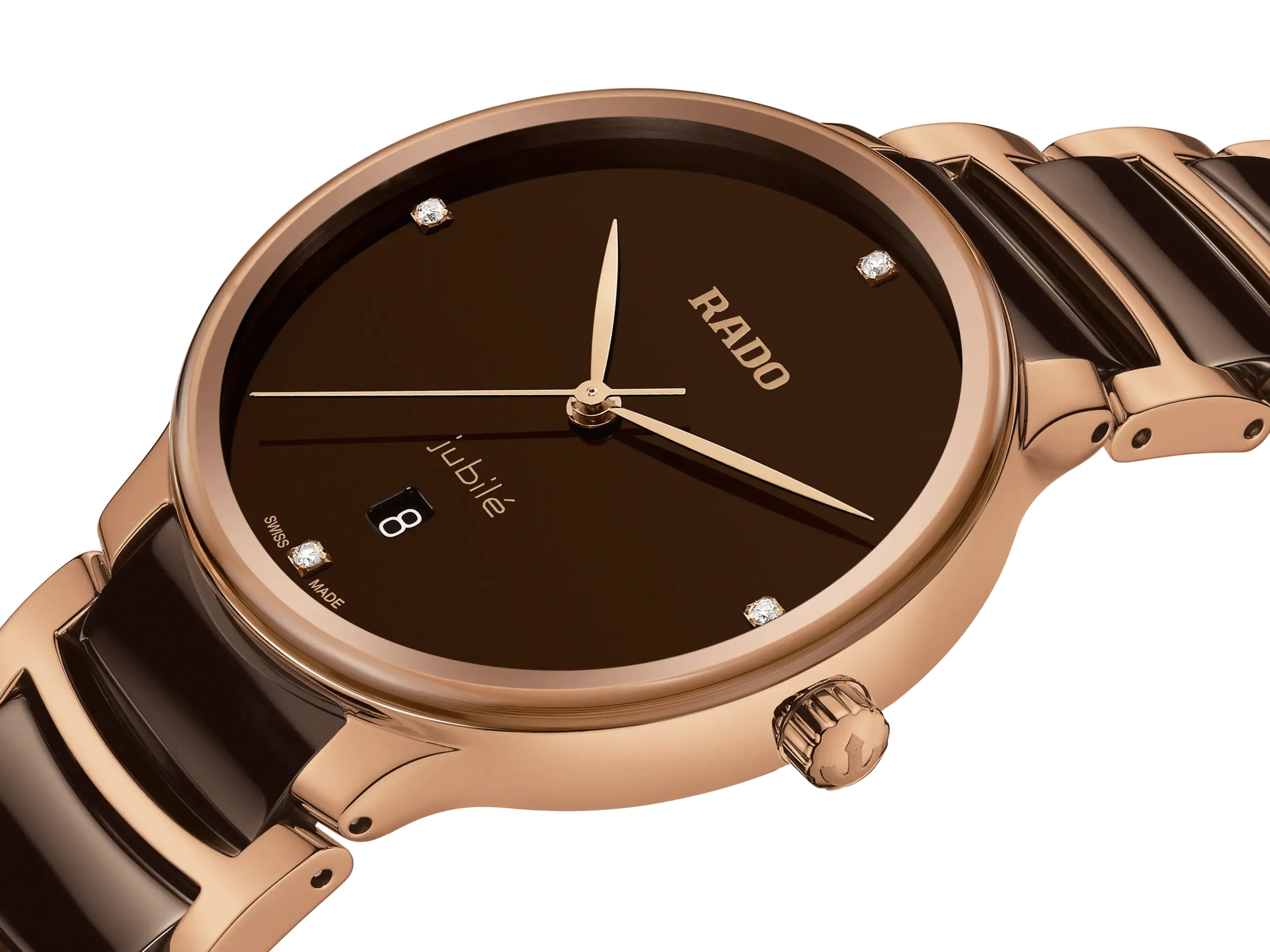 RADO Centrix Diamonds Rose Gold-Brown Ceramic 39.5mm Men's Watch R30023712