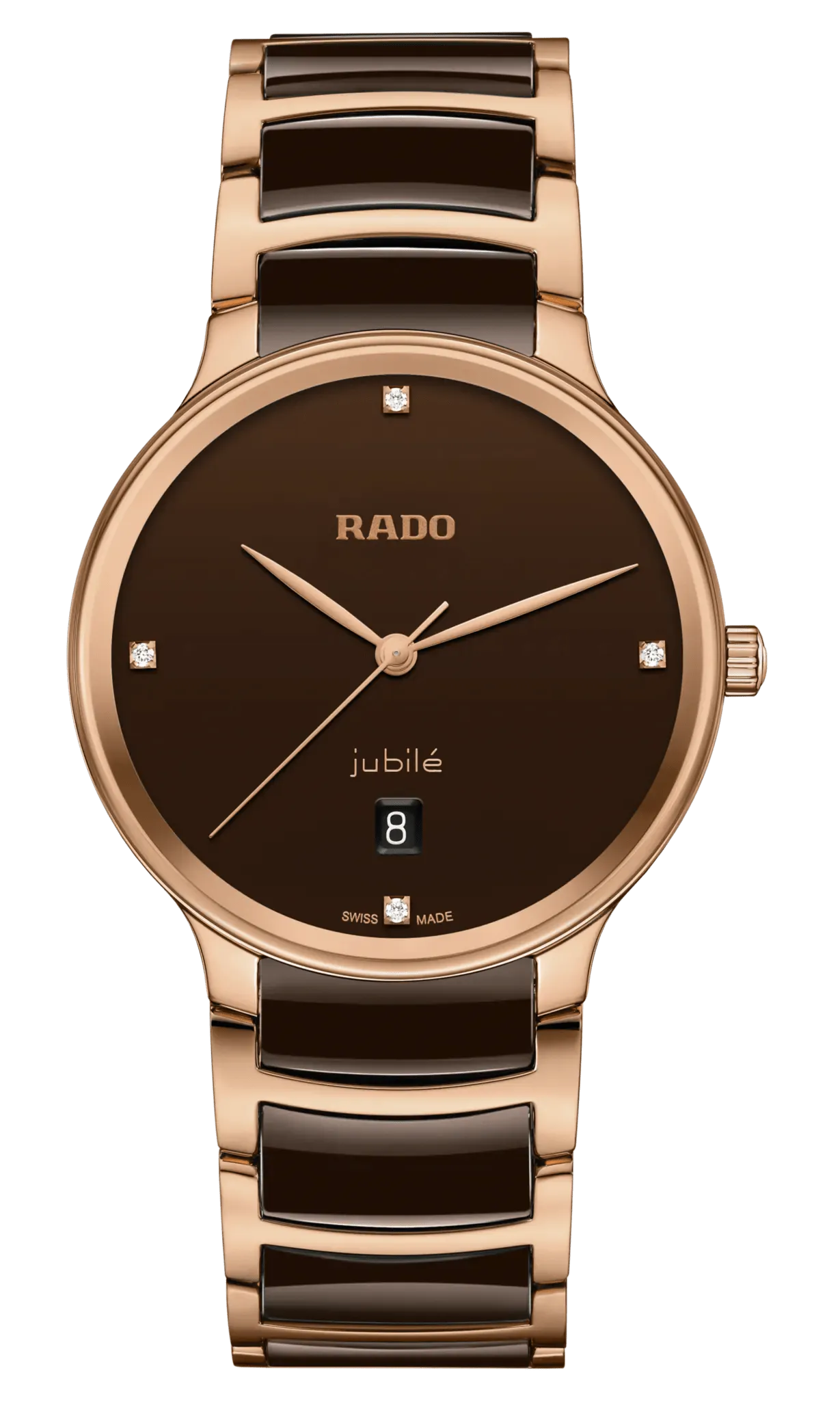 RADO Centrix Diamonds Rose Gold-Brown Ceramic 39.5mm Men's Watch R30023712