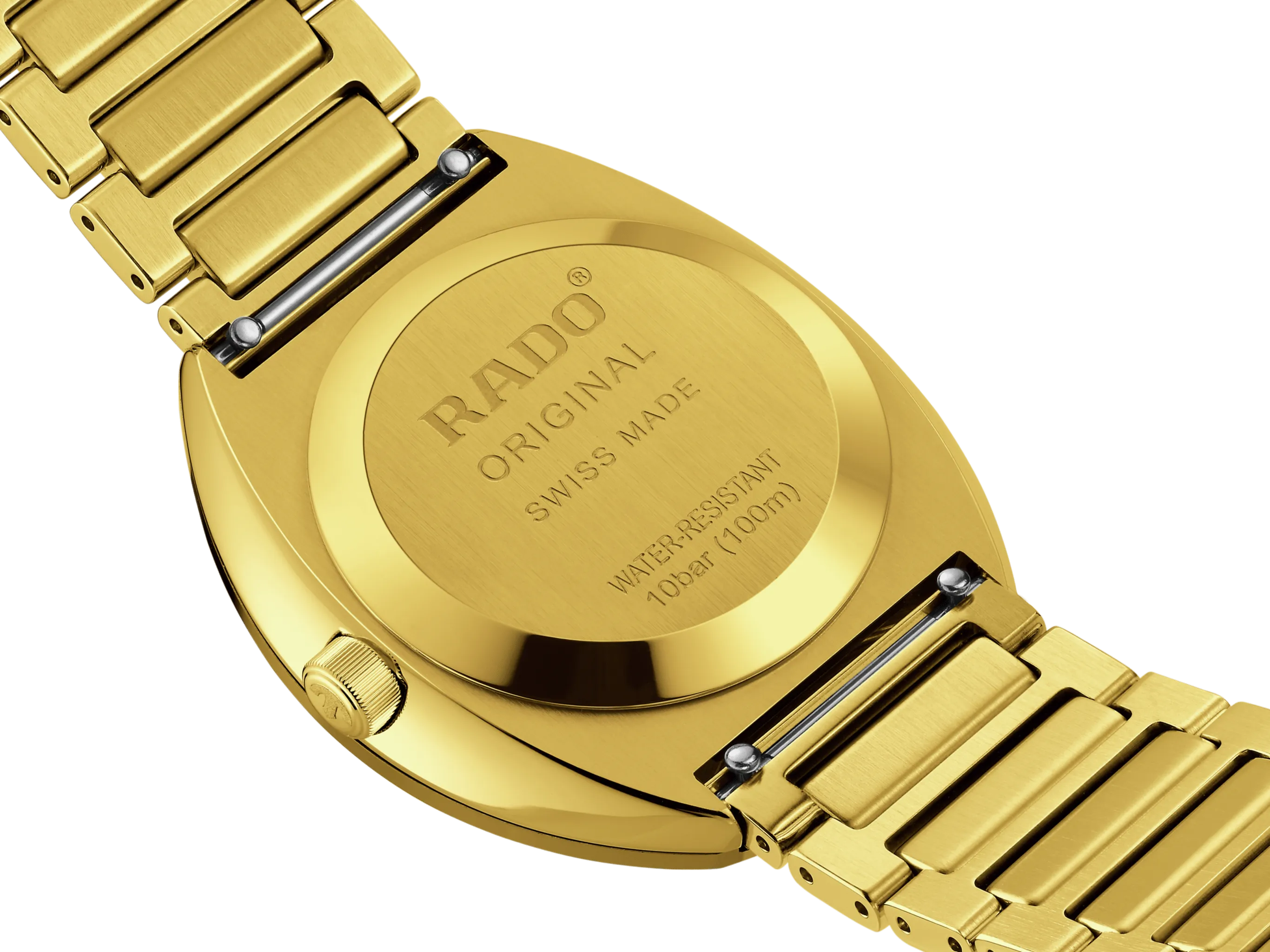 Rado DiaStar Original 38mm Pattern Dial Yellow Gold PVD Men's Watch R12161643