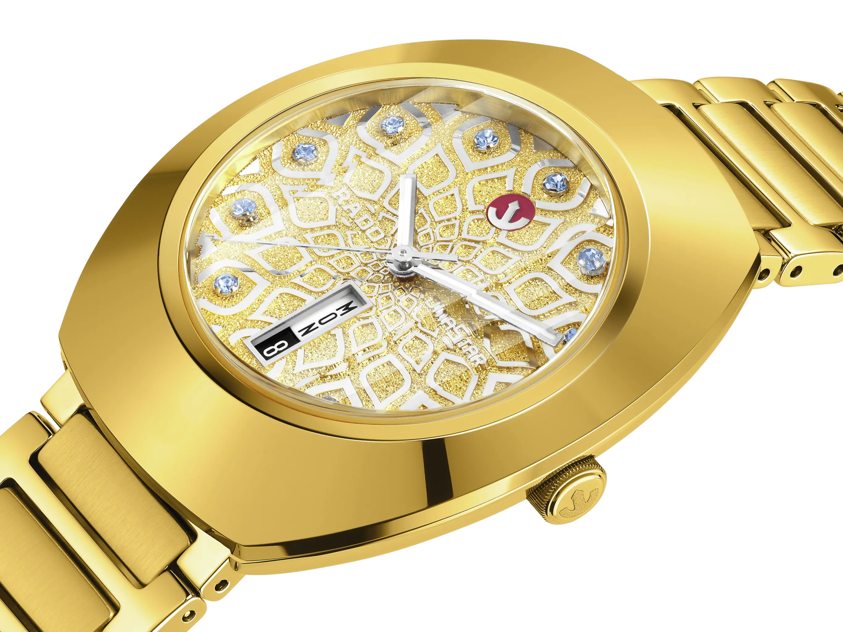 Rado DiaStar Original 38mm Pattern Dial Yellow Gold PVD Men's Watch R12161643