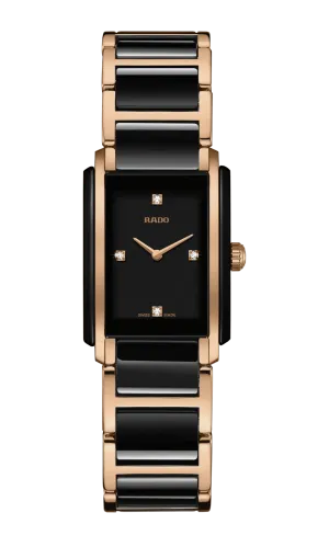 RADO Integral Diamonds 22.7mm Ceramic-Stainless Steel Black-Rose Gold Women's Watch R20612712