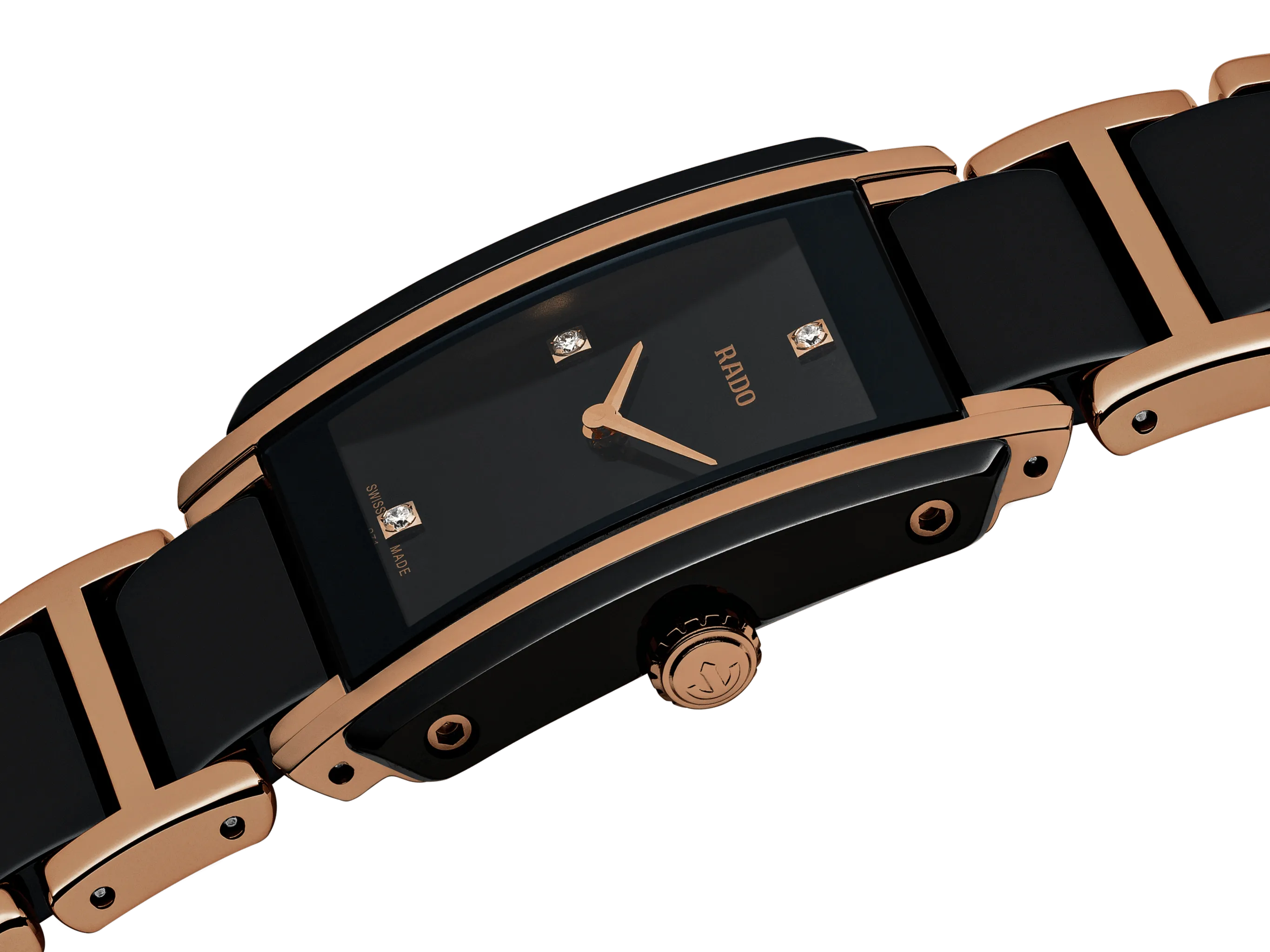 RADO Integral Diamonds 22.7mm Ceramic-Stainless Steel Black-Rose Gold Women's Watch R20612712