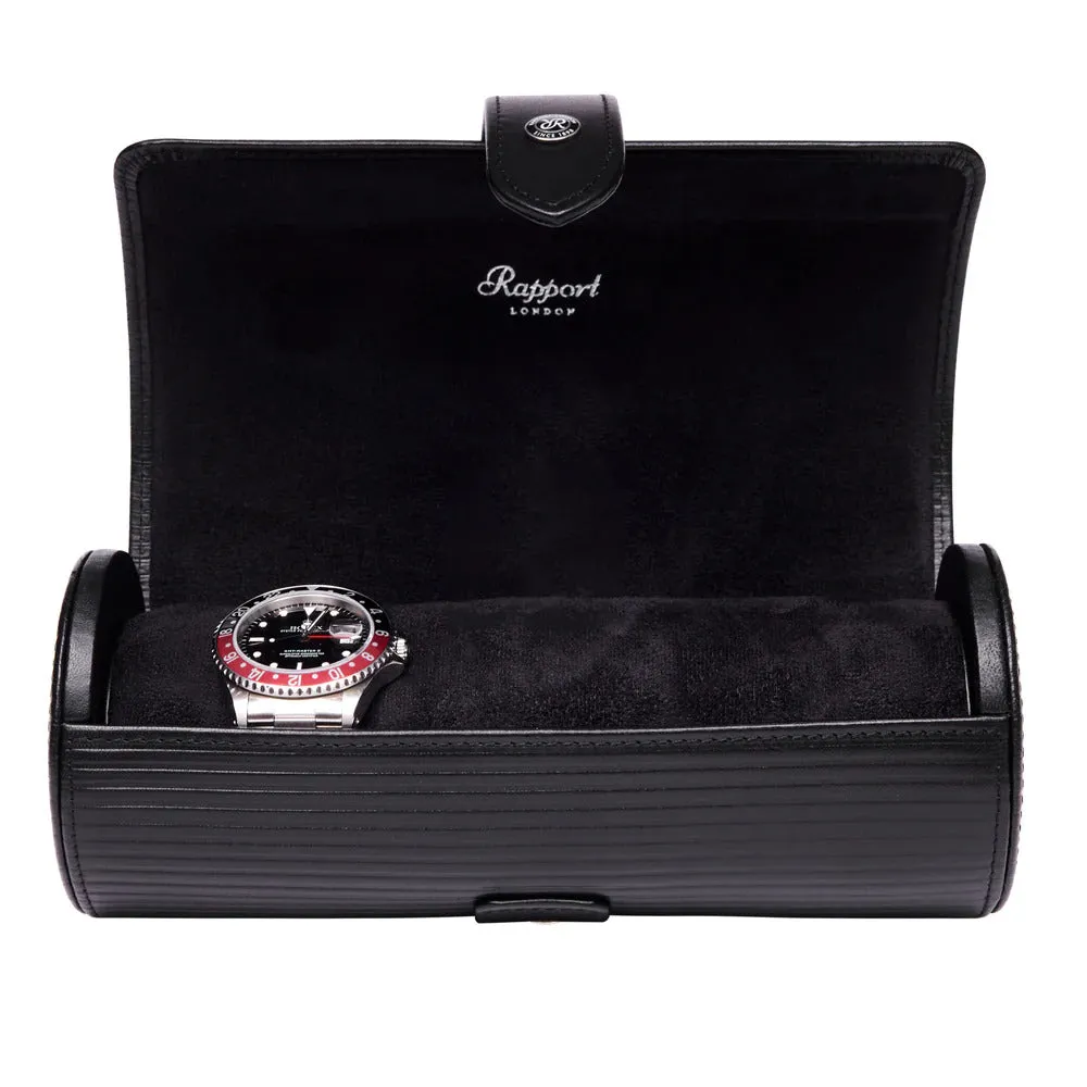 Rapport - Nova Triple Watch Roll in Black Leather | D342