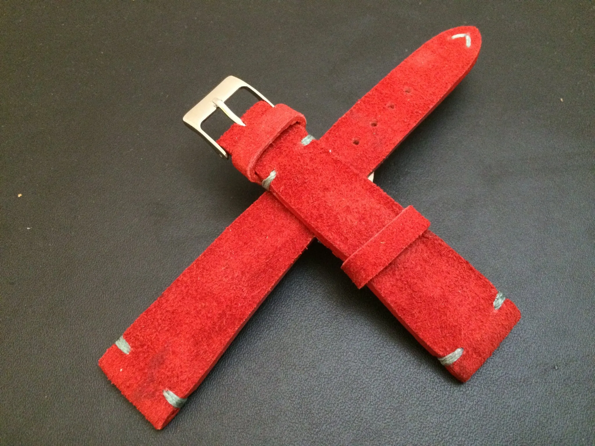 Red suede leather watch straps 20mm, Mens wristwatch Band, Anniversary gift ideas for Husband