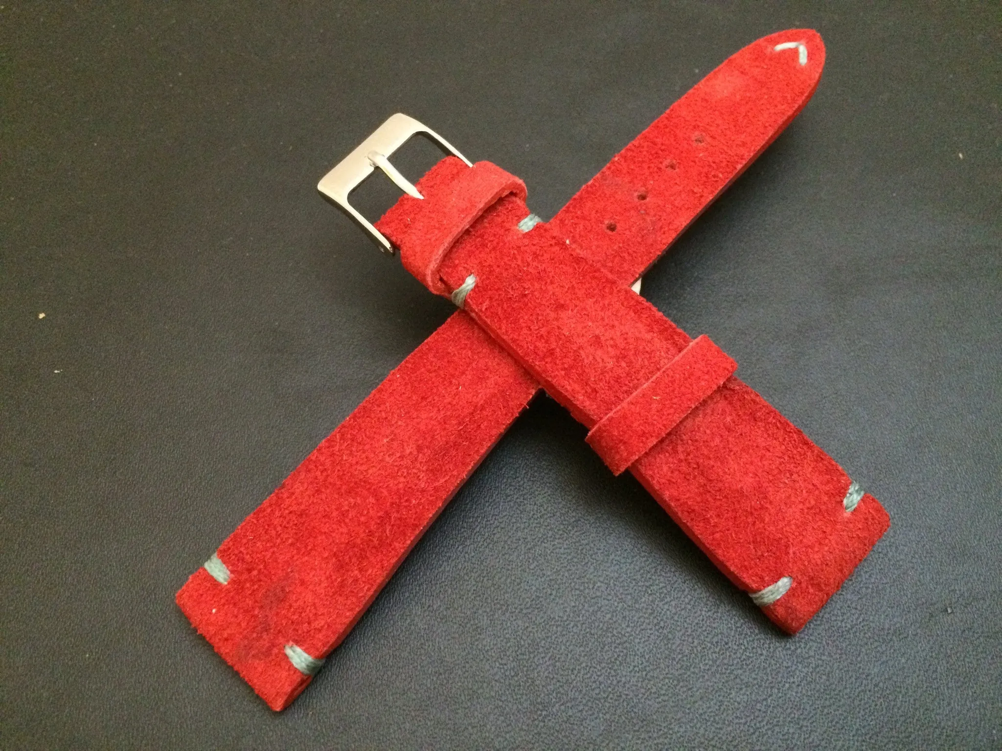 Red suede leather watch straps 20mm, Mens wristwatch Band, Anniversary gift ideas for Husband