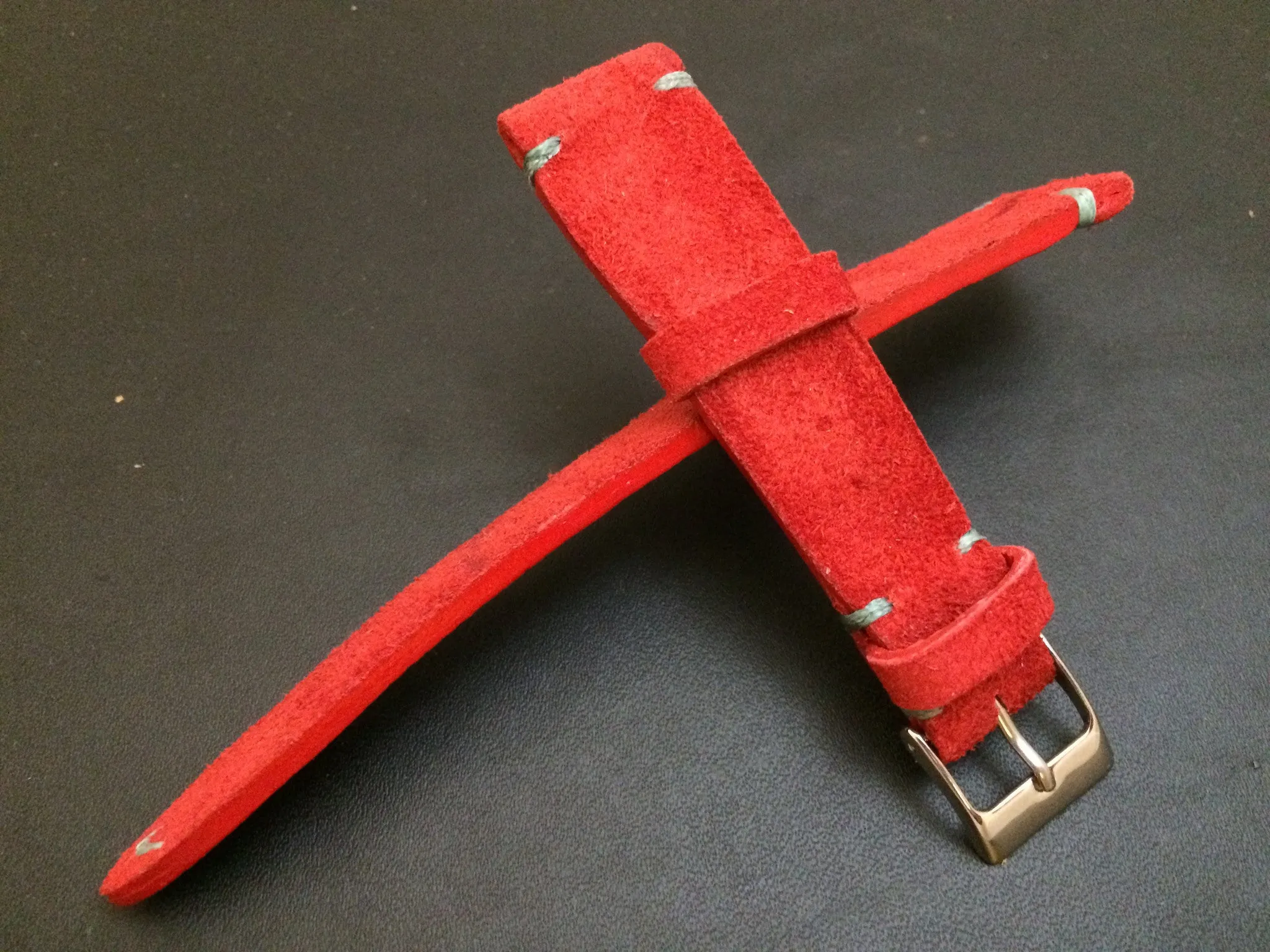 Red suede leather watch straps 20mm, Mens wristwatch Band, Anniversary gift ideas for Husband