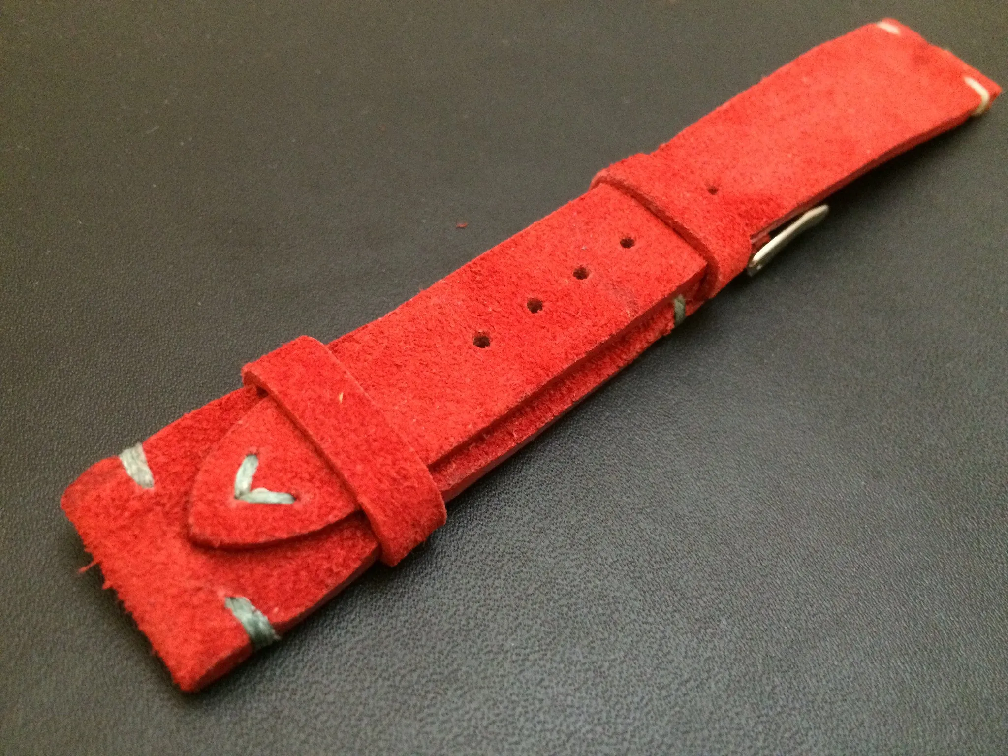 Red suede leather watch straps 20mm, Mens wristwatch Band, Anniversary gift ideas for Husband