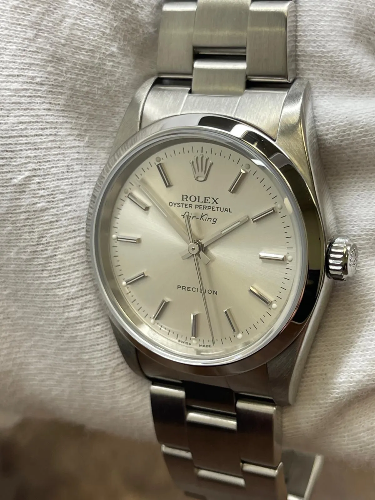 Rolex Air-King Precision 34mm 14000M Silver Dial Automatic Watch