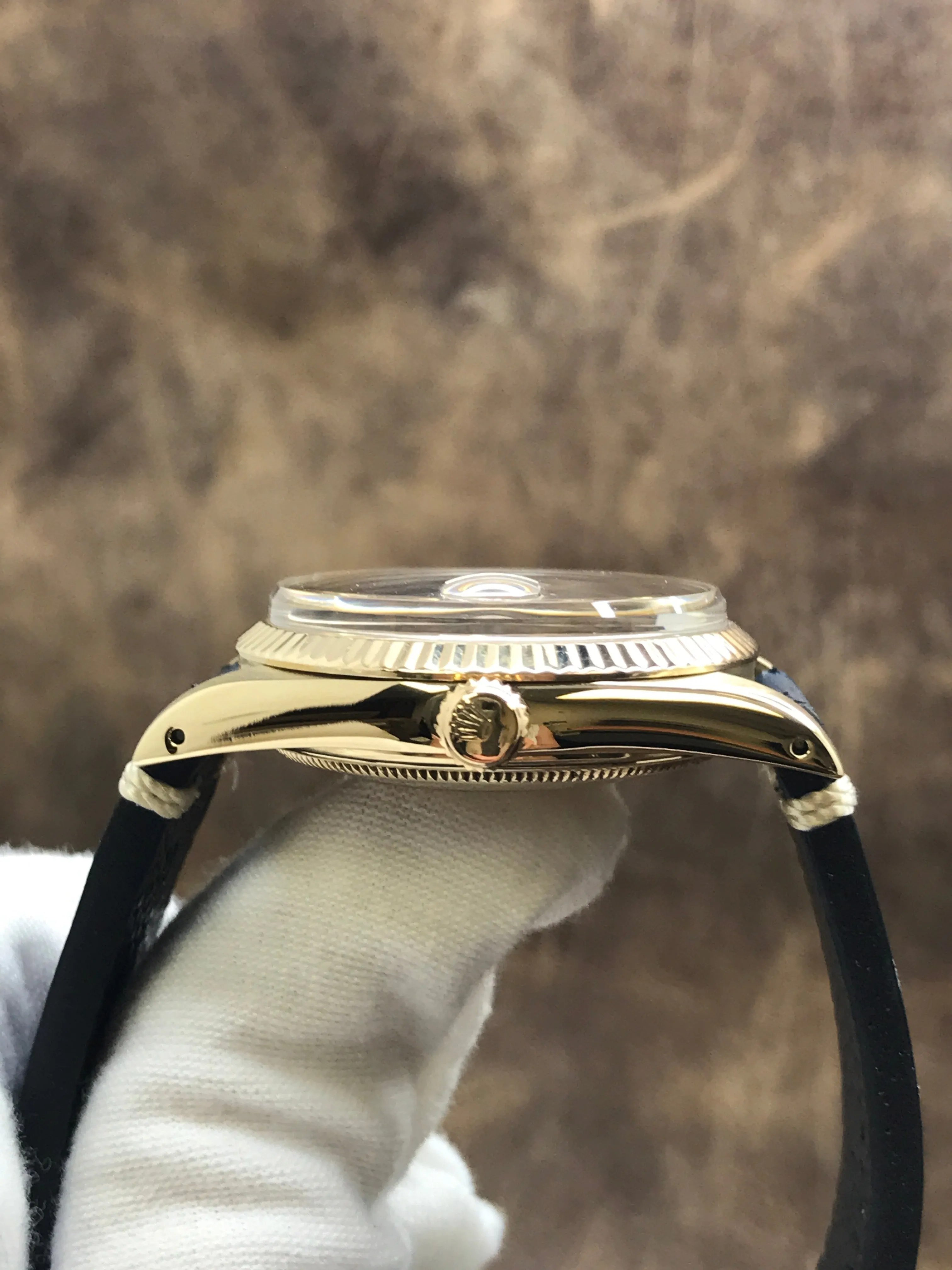 Rolex Date 15037 Custom Blue Diamond Dial Automatic Watch
