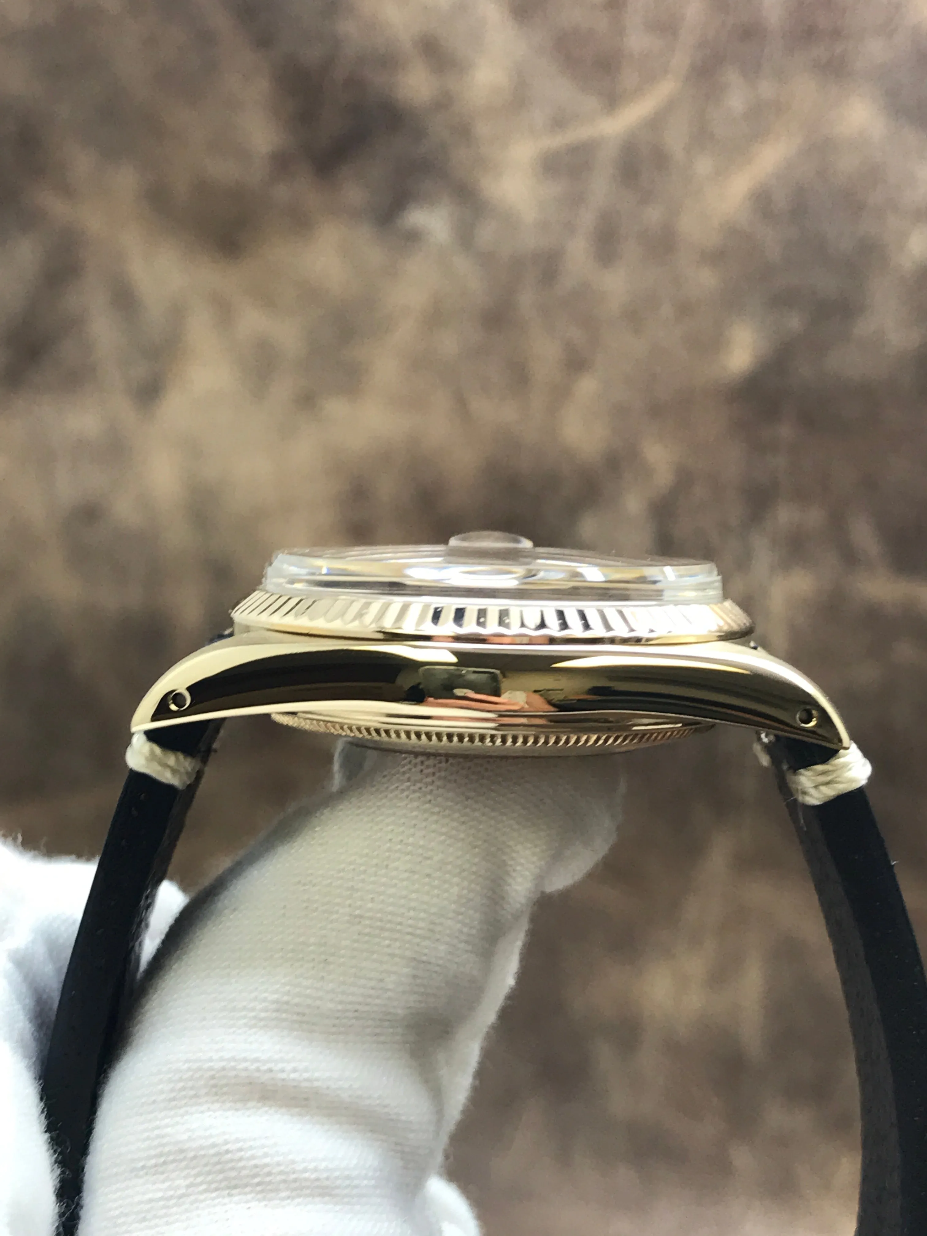Rolex Date 15037 Custom Blue Diamond Dial Automatic Watch