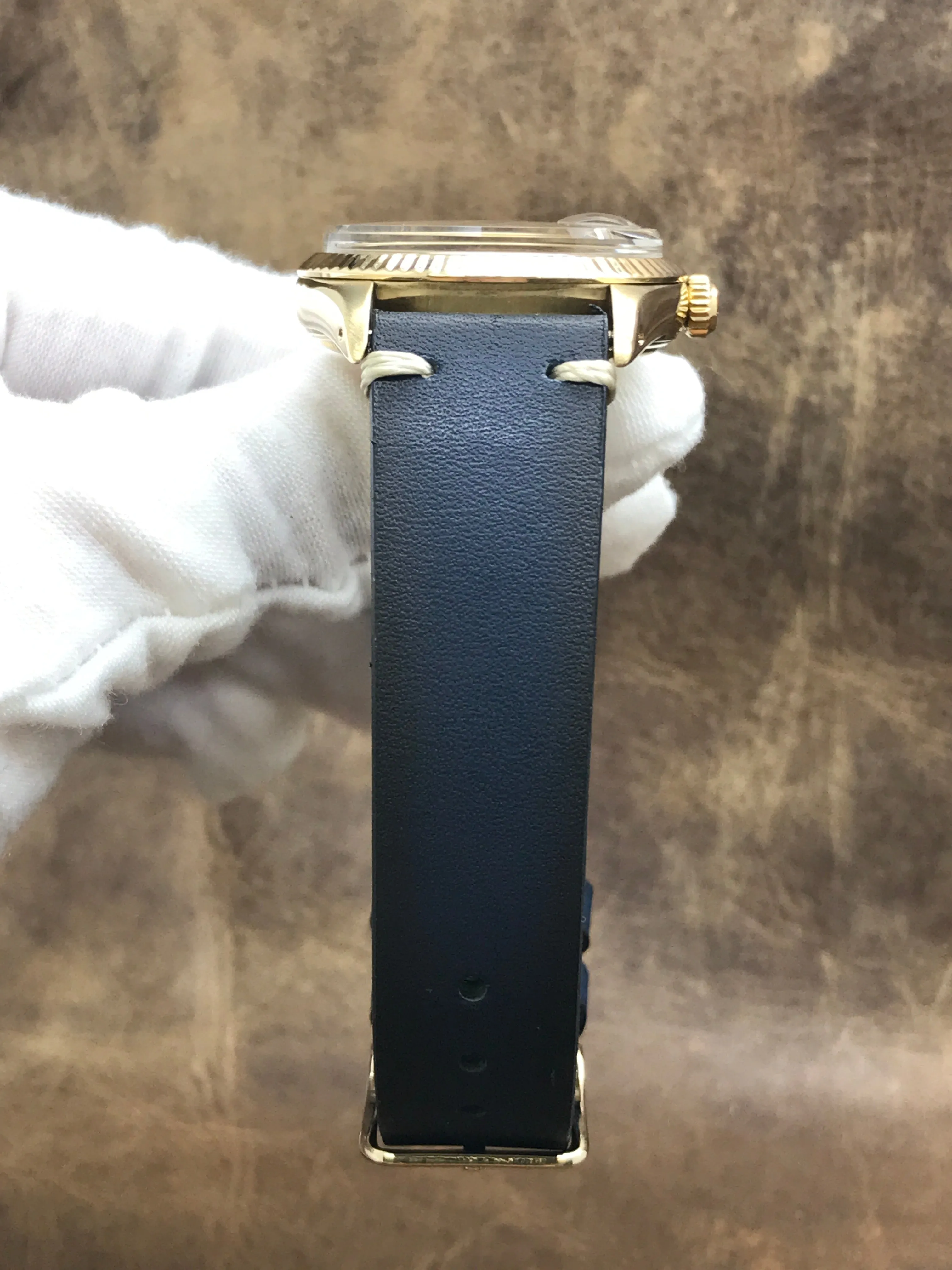 Rolex Date 15037 Custom Blue Diamond Dial Automatic Watch