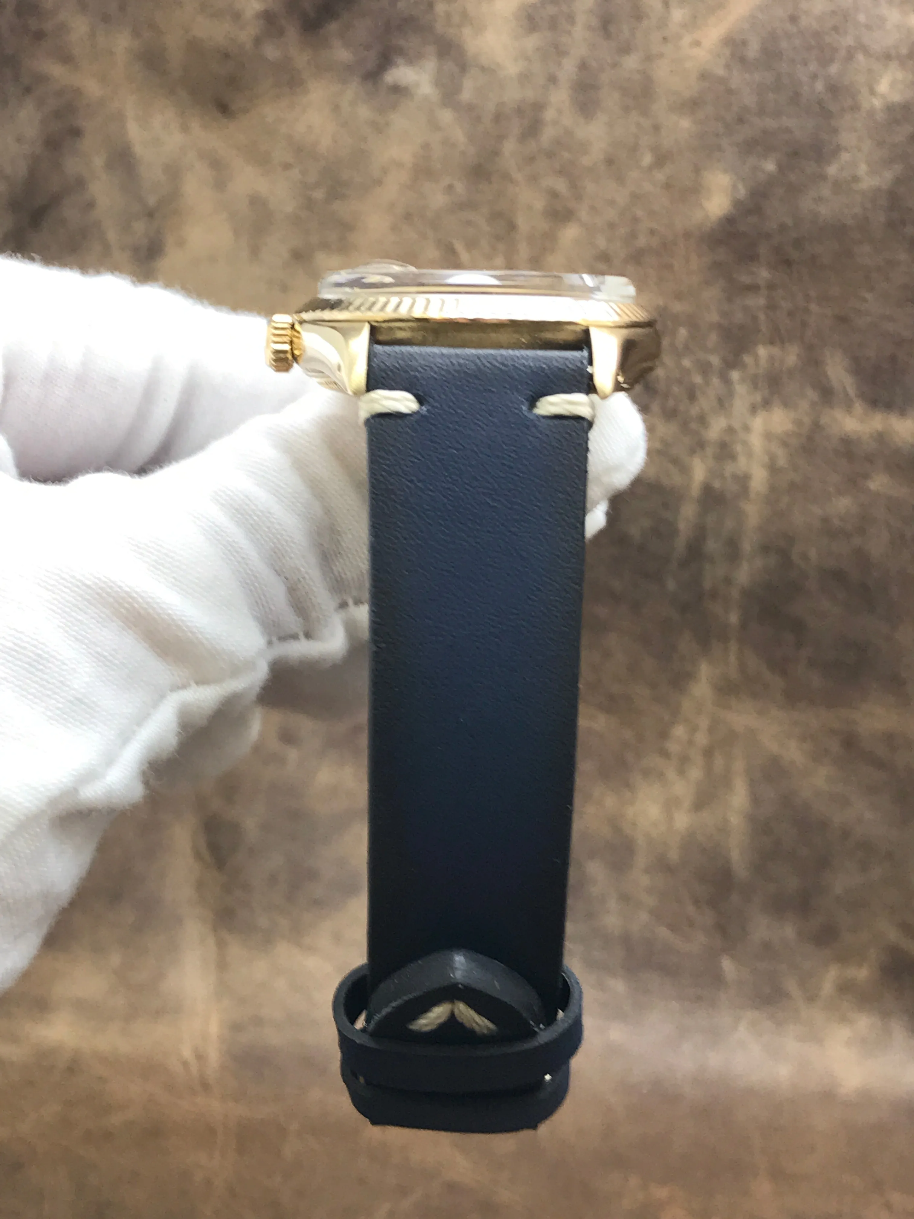Rolex Date 15037 Custom Blue Diamond Dial Automatic Watch