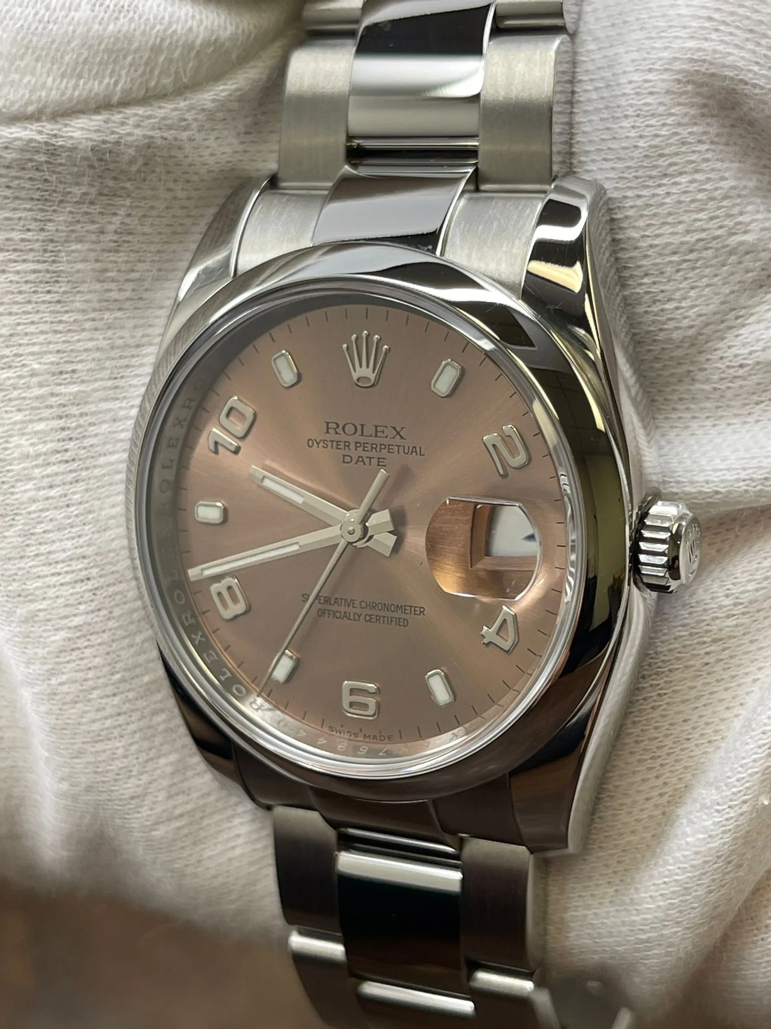 Rolex Date 34mm 115200 Salmon Dial Automatic Watch