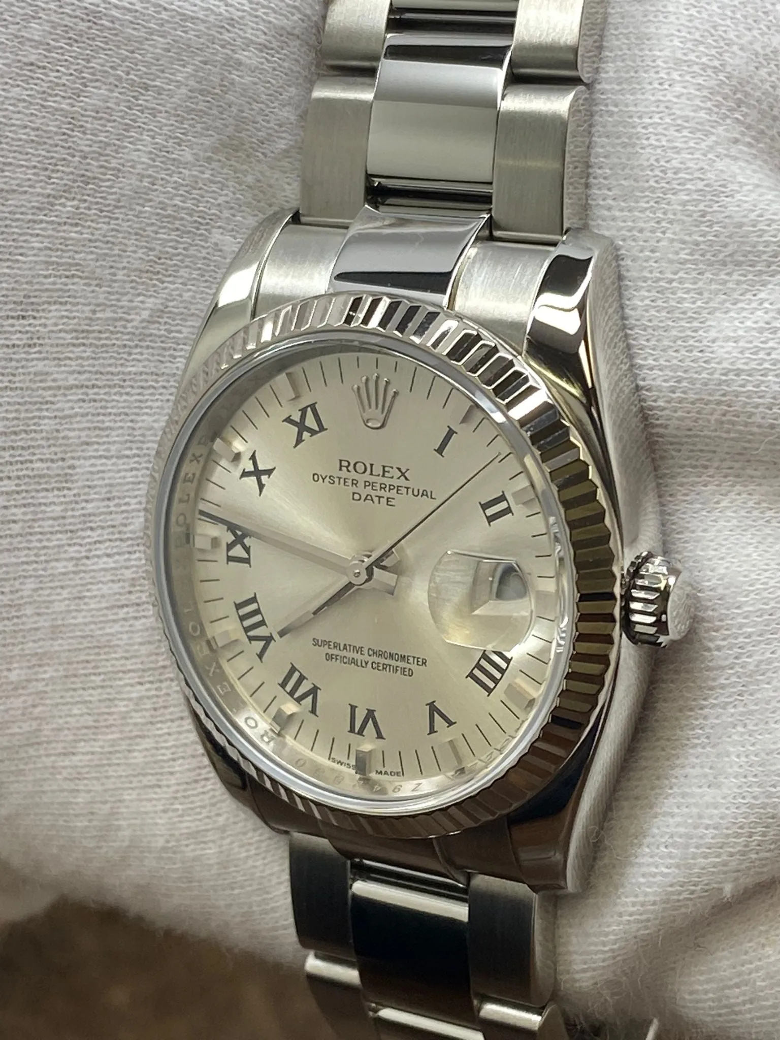 Rolex Date 34mm 115234 Silver Dial Automatic Watch