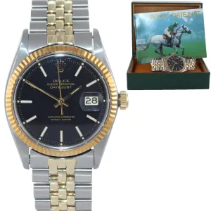 Rolex DateJust 1601 two tone Gold Black Dial Steel Fluted Jubilee Watch box