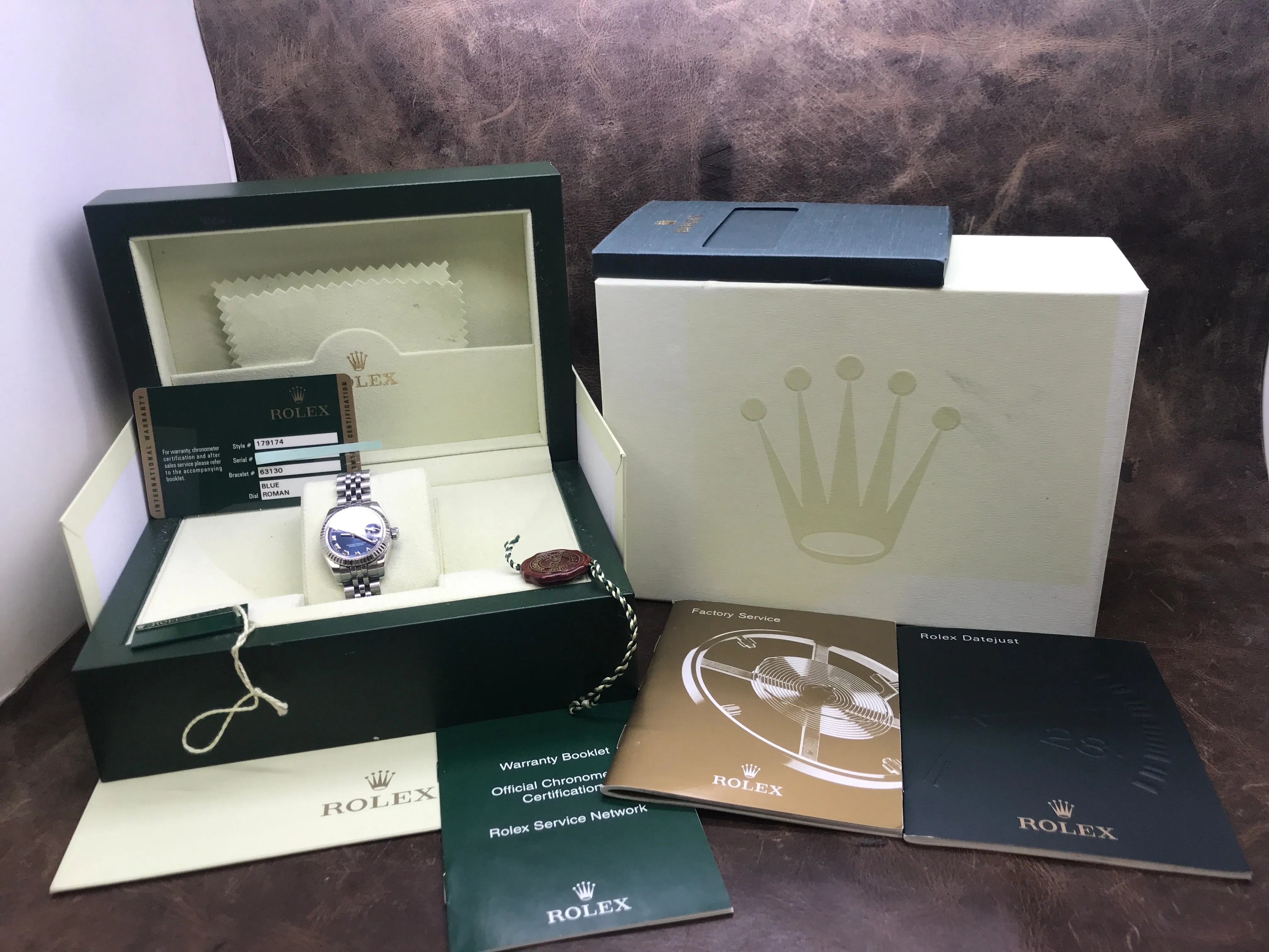 Rolex Datejust 26mm 179174 Blue Dial Automatic Women's Watch